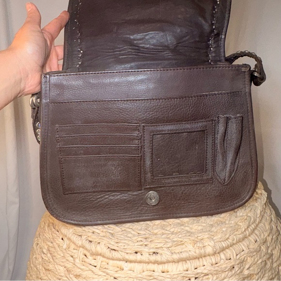 American West Cowhide Leather Shoulder Bag Western Boho Rhinestone Studded Purse - Picture 7 of 11